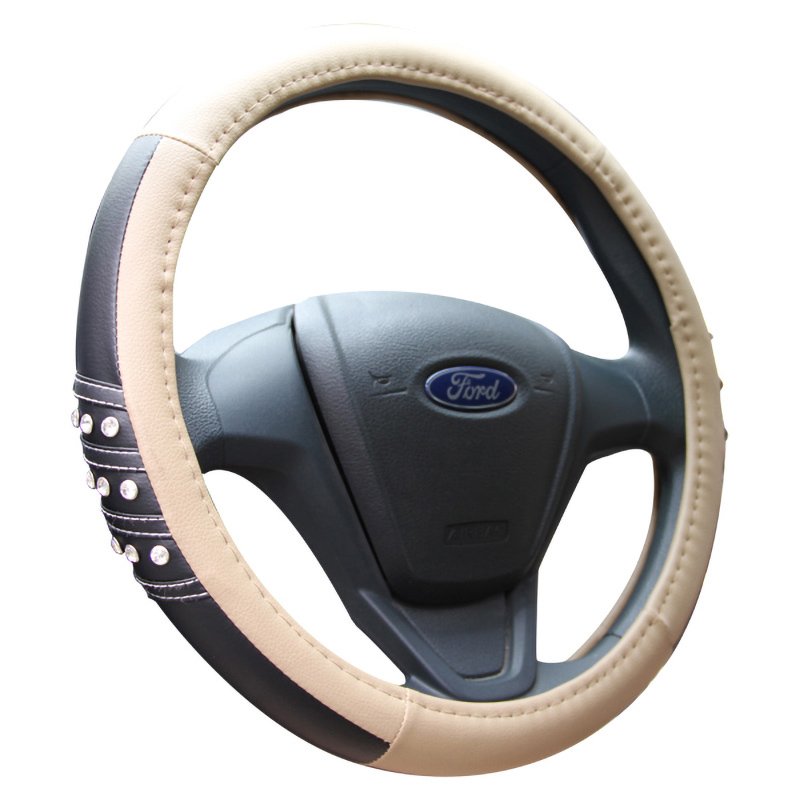 Crystal Steering Wheel Cover – PU Leather, Studded, Anti-Slip Grip