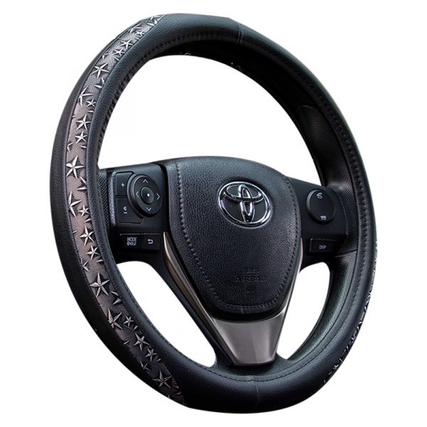 - Give your ride a luxury-car look with a Metallic Star Steering Wheel Cover - Keeps your hands insulated against hot or cold weather - Universal-fit for most cars, trucks and SUVs