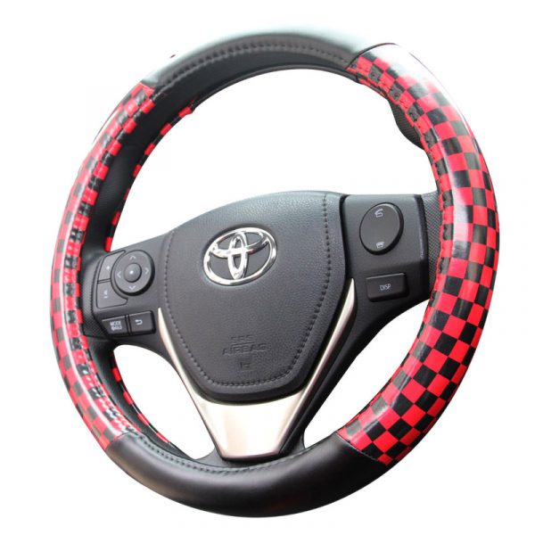 Red PU Steering Wheel Cover - Image 2