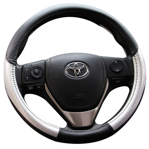 Silver Carbon Steering Wheel Cover - Image 3