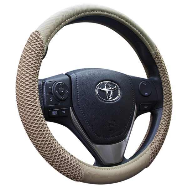 Affordable steering wheel cover beige mesh design universal fit