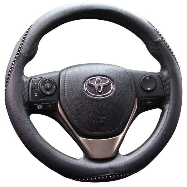 Front view of bling steering wheel cover with crystal rhinestone design for cars