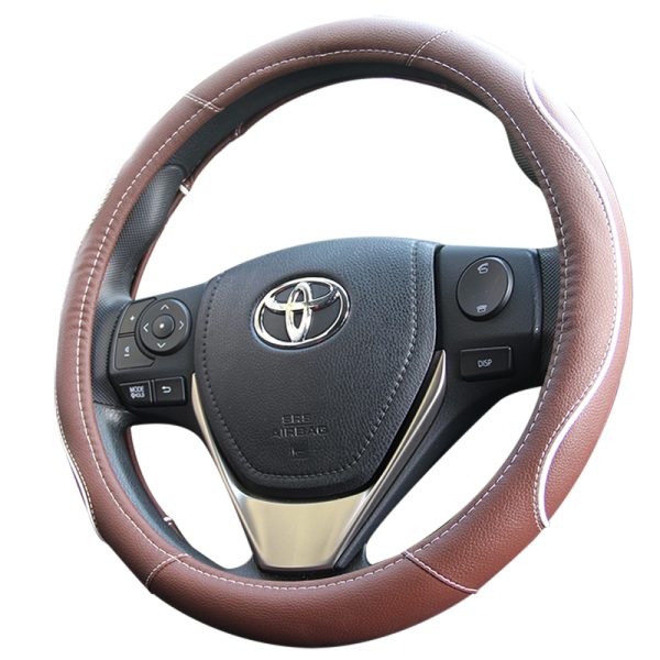 PU leather brown steering wheel cover ergonomic design