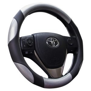 Carbon fiber steering wheel cover with anti-slip texture