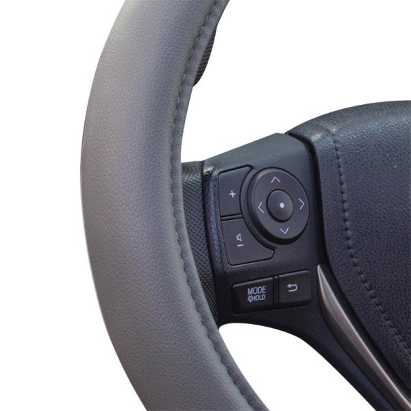 Close-up of Comfortable PU Steering Wheel Cover with soft foam grip