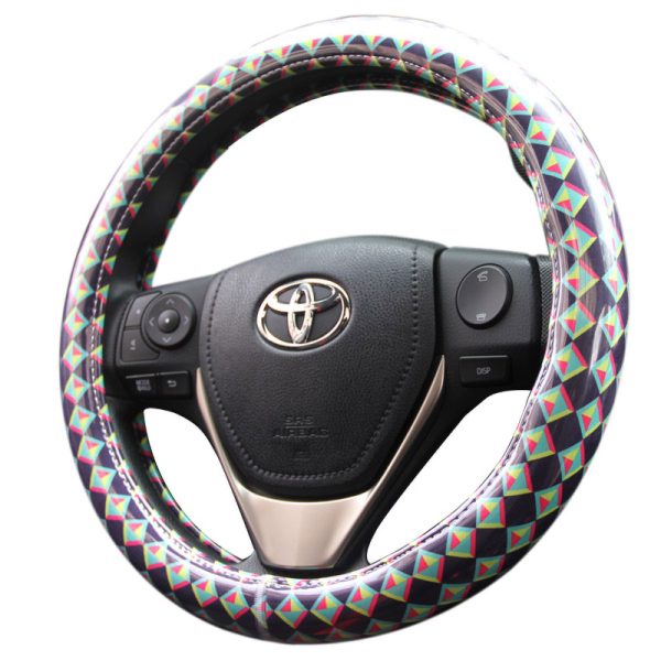 Universal steering wheel cover with transparent layer and custom print option