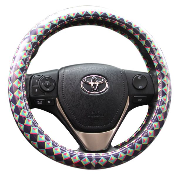 Steering wheel cover with customizable print inside clear surface