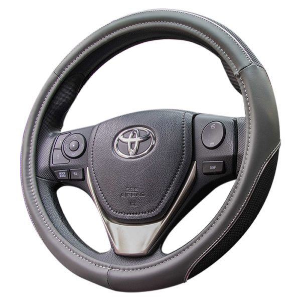 Deluxe car steering wheel cover angled view with textured grip