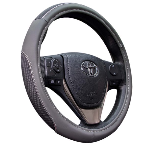 Deluxe car steering wheel cover installed, PU leather with textured grip