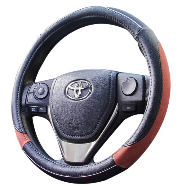 Anti slip deluxe matte grip steering wheel cover with suede