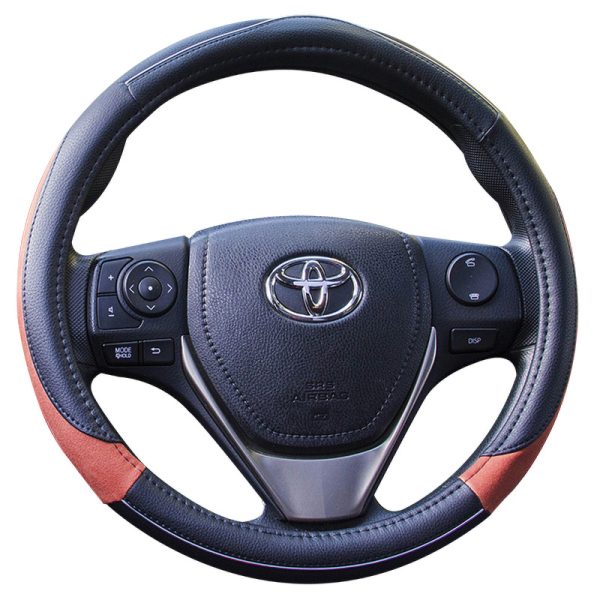 Universal deluxe matte grip steering wheel cover black red