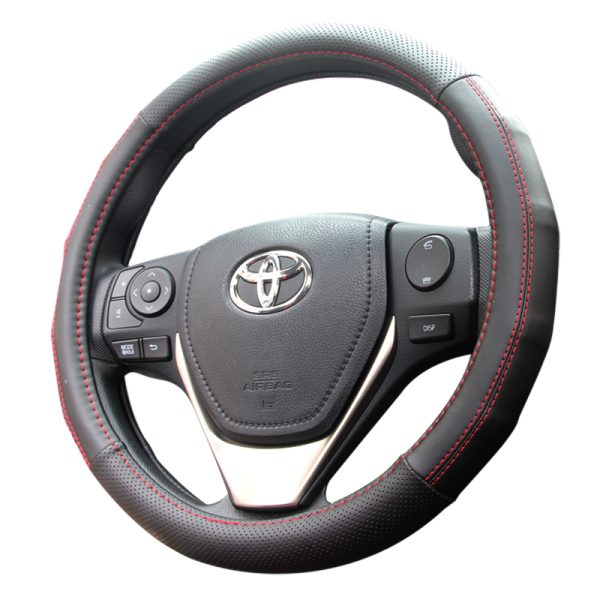 Universal elegant steering wheel cover red stitch