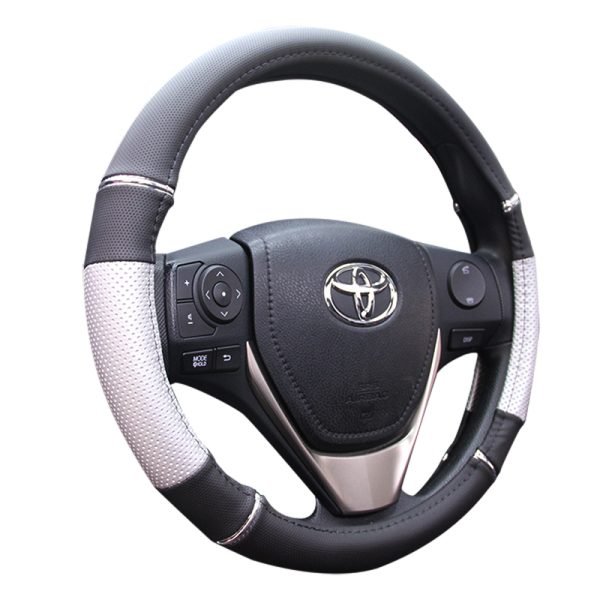 Golf Car Steering Wheel Cover black silver design