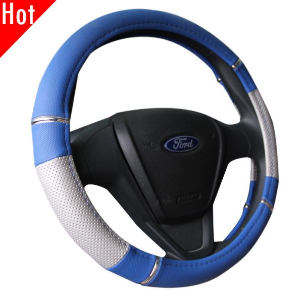 Golf Car Steering Wheel Cover blue silver design