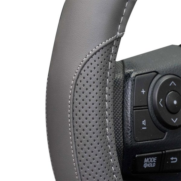 Perforated PU leather section of luxury steering wheel cover