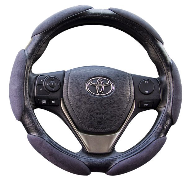 Front view of memory foam steering wheel cover with pressure-relief pads and anti-slip inner ring