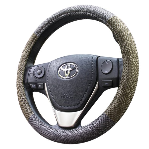 Mesh fabric steering wheel cover anti-slip design