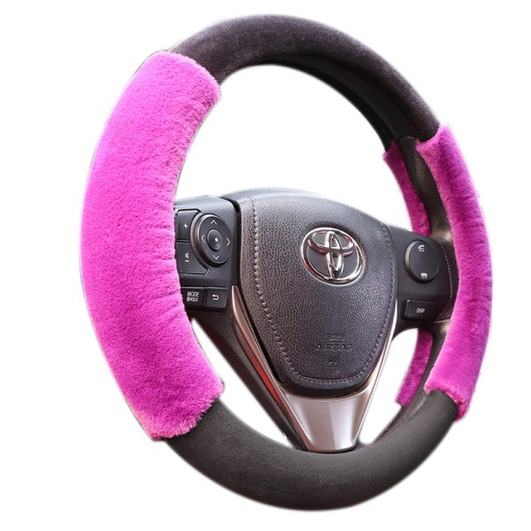 Plush Winter Steering Wheel Cover for cars, soft faux fur