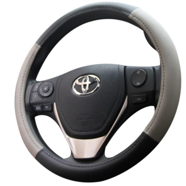Universal fit popular steering wheel cover in PU leather black gray