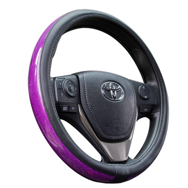 Purple auto steering wheel cover with glossy finish
