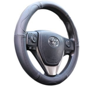 Real Leather Steering Wheel Cover genuine leather black color