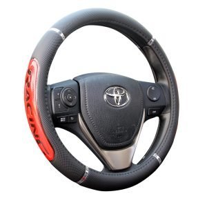 Reflect car steering wheel cover with red racing trim