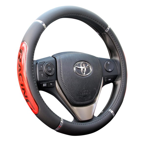 Reflect car steering wheel cover with red racing trim