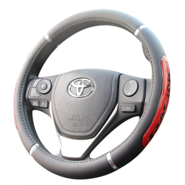 Racing style reflect car steering wheel cover with carbon fiber look