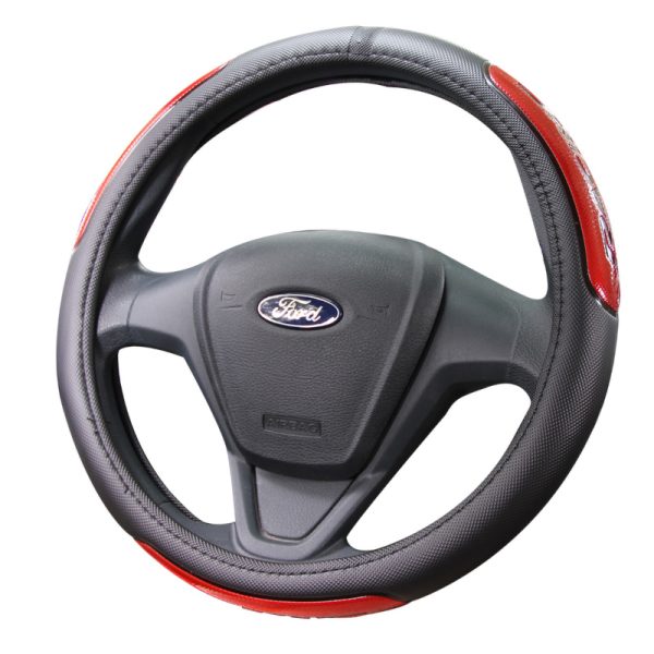 Close-up of reflective PU foam steering wheel cover texture