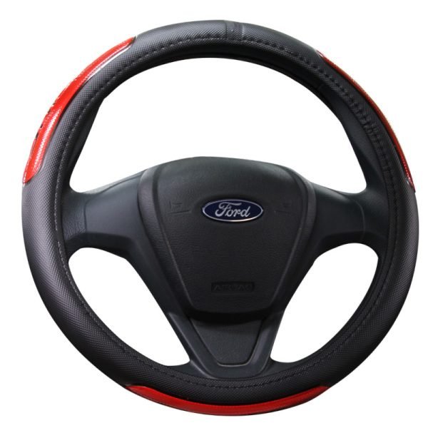 Reflective Auto Steering Wheel Cover front view with PU foam texture