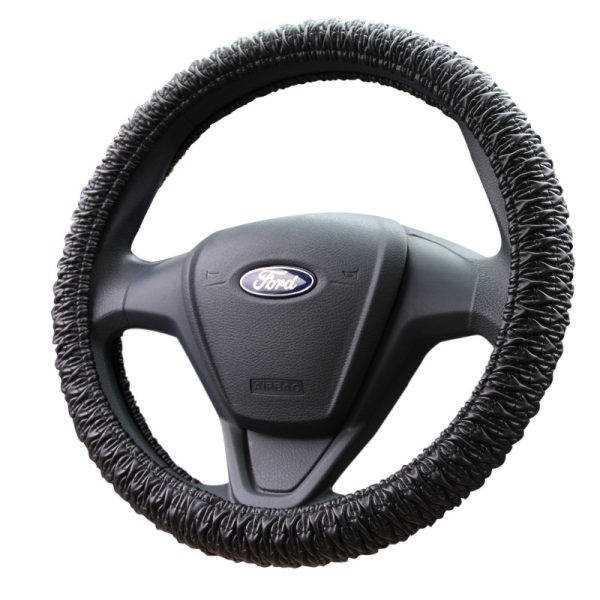 Wrinkle pattern shrink steering wheel cover elastic fit