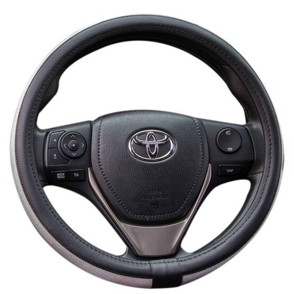 Universal silver steering wheel cover for cars 38 cm