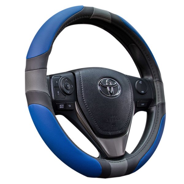 Soft Blue PU Steering Wheel Cover with non-slip design