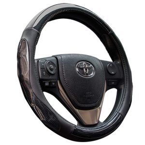 Sporty steering wheel cover PU leather carbon fiber style
