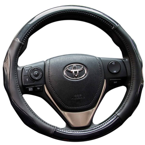 Black sporty steering wheel cover with textured grip