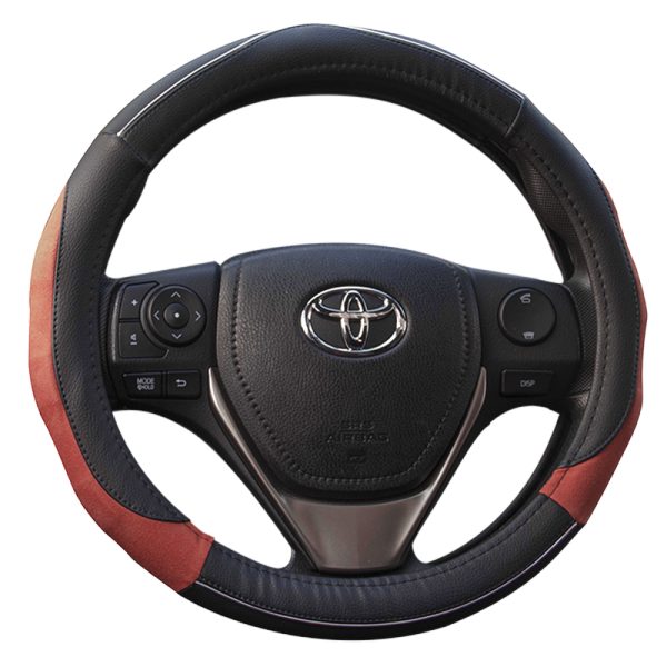 Two tone suede leather steering cover universal fit