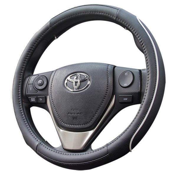 PU leather steering wheel cover with stitching
