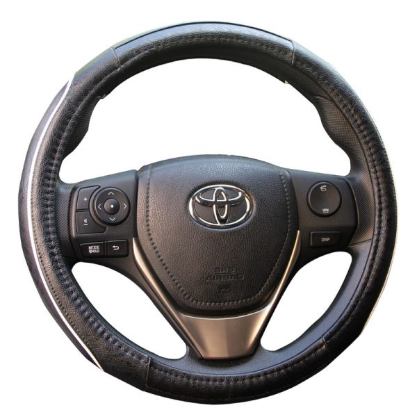 Universal fit steering wheel cover black PU leather