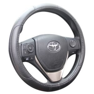 Universal PVC steering wheel cover front view, anti-slip grip