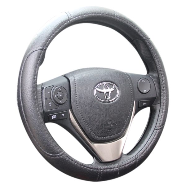 Universal PVC steering wheel cover front view, anti-slip grip