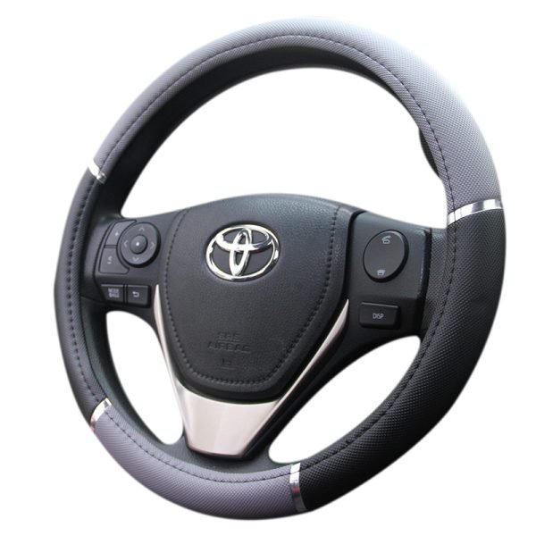Anti slip wholesale car steering wheel cover black grey PU