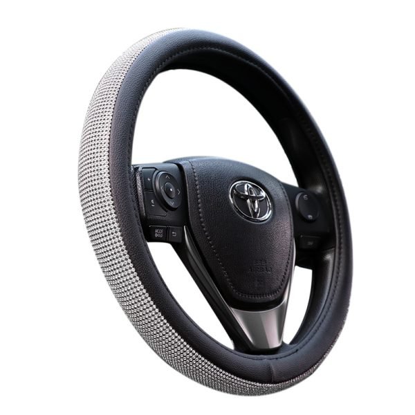 Diamond Bling Steering Wheel Cover with rhinestone design for stylish car interior
