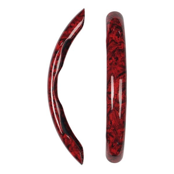 Red wood grain steering wheel grip with PC core and PVC surface